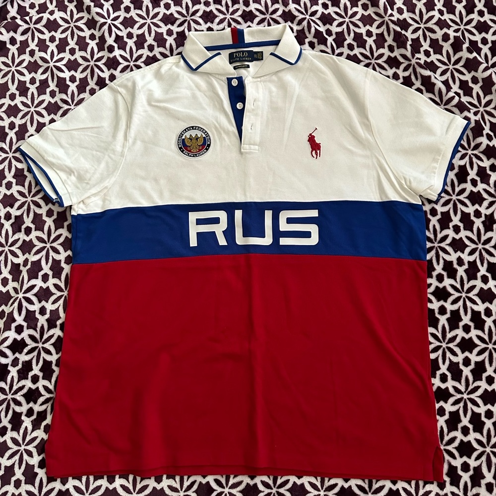 Polo RL button up shirt. Olympic or soccer team Russia shirt. Men’s XXL
